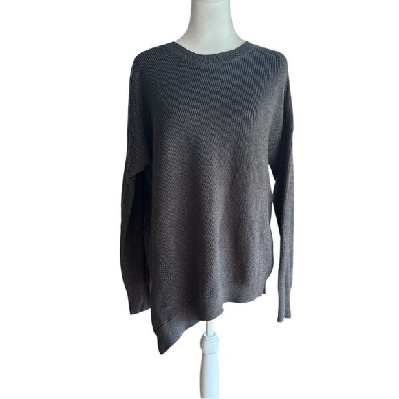 Athleta Rest Day Asymmetrical Hem Sweater Gray Silk Pima Cotton Blend Womens Med - Picture 2 of 13